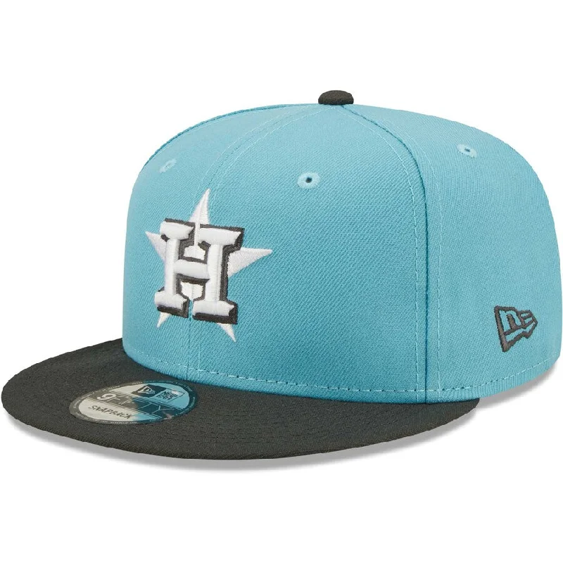 Flat Brim Hat-New Era Houston Astros 2-Tone 9FIFTY Snapback Hat-Light Blue/Charcoal