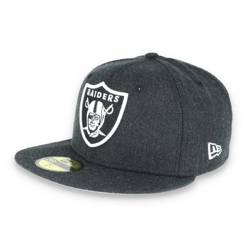 Hip Hop Hat-New Era Las Vegas Raiders Shield 59Fifty Fitted Hat-Dark Heather