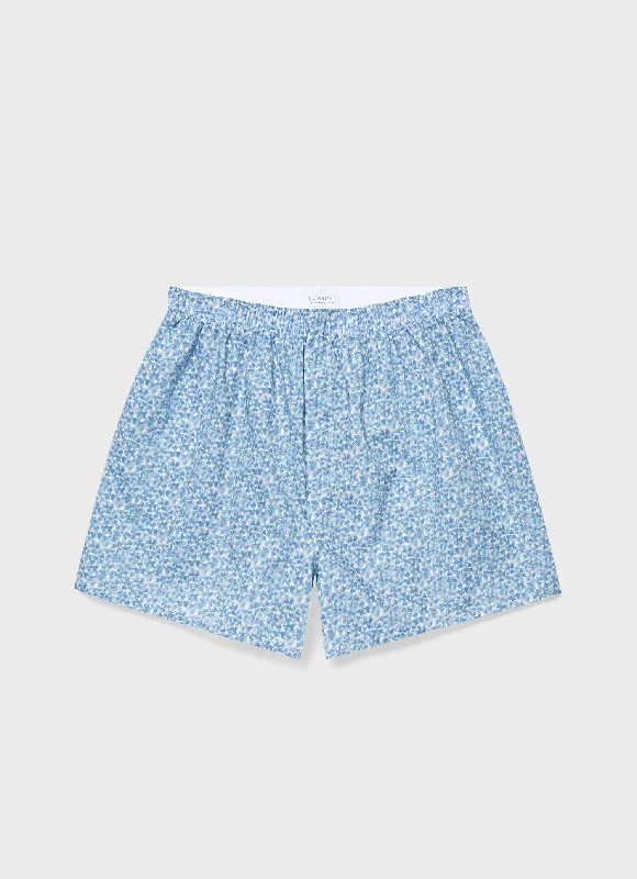 Lounge Shorts-Men's Classic Boxer Shorts in Liberty Fabric in Blue Cover