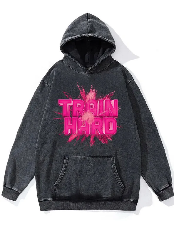 Fleece Hoodie-Train Hard Washed Gym Hoodie