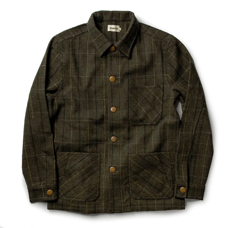 Button-Up Jacket-The Ojai Jacket in Olive Tweed Herringbone