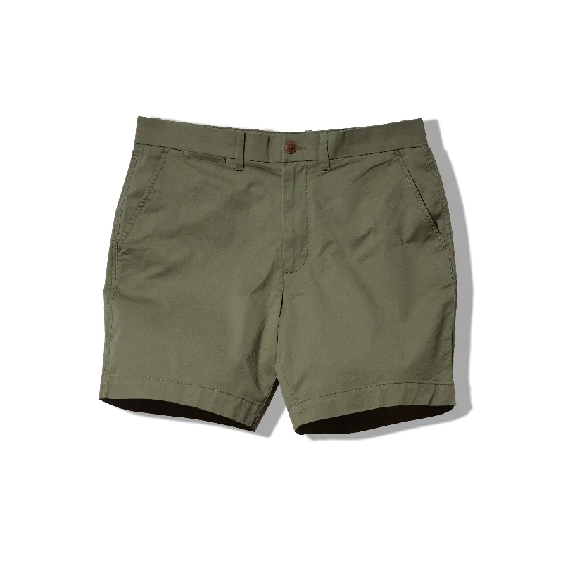 Elastic Shorts-Thompson Flex Stretch Shorts 7"- Olivine