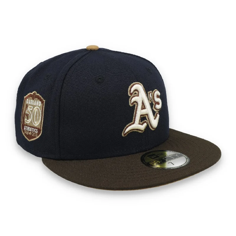 Tie Dye Hat-New Era Oakland Athletics 50th Anniversary Side Patch 59fifty Fitted Hat-Navy