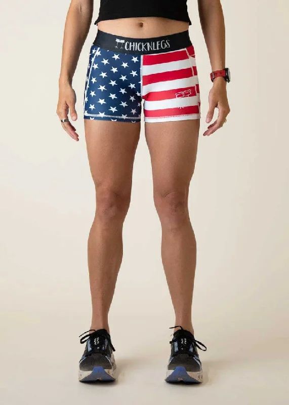 Low Waist Shorts-Women's USA 3" Compression Shorts