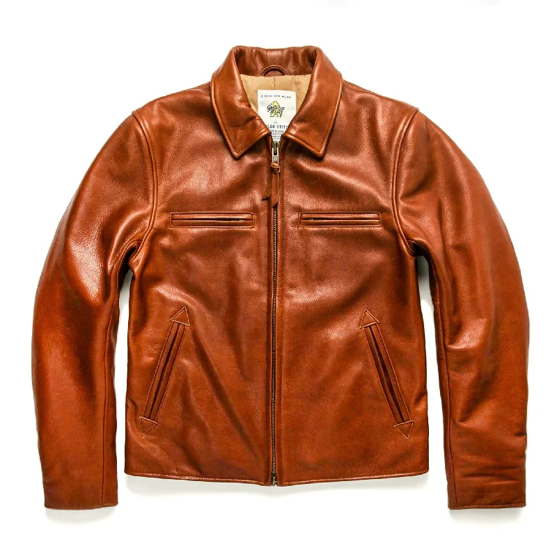 Striped Jacket-The Moto Jacket in Whiskey Steerhide