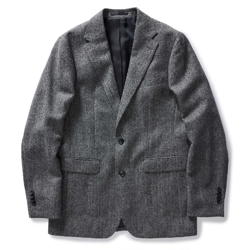 Cotton Jacket-The Stevens Sportcoat in Slate Herringbone Wool