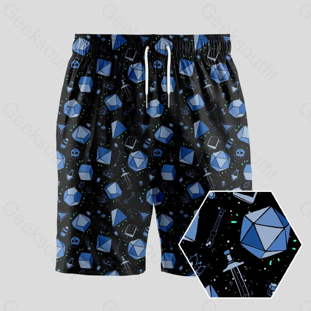 Low Waist Shorts-D&D Dice And Death Geeky Drawstring Shorts