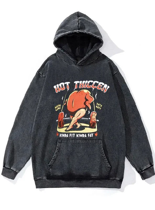 Skateboarding Hoodie-Hot Thiccen WASHED GYM HOODIE