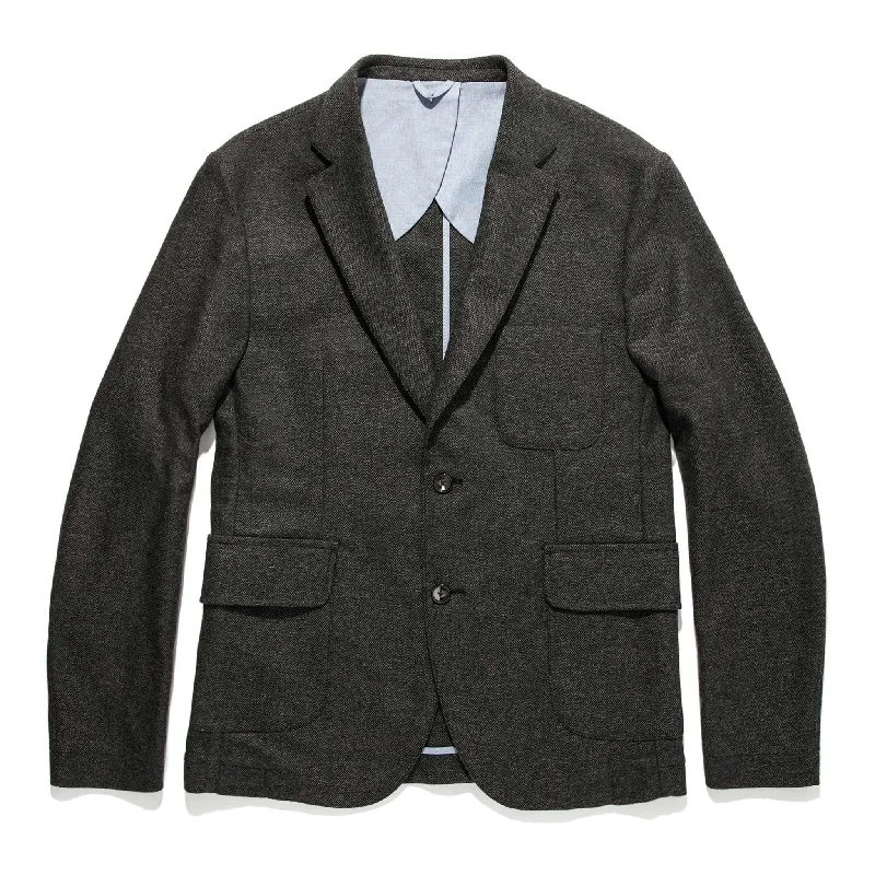 Running Jacket-The Telegraph Jacket in Charcoal Herringbone