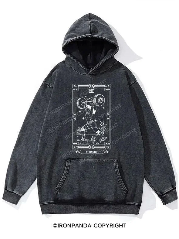 Neon Hoodie-Tarot card Strength WASHED GYM HOODIE