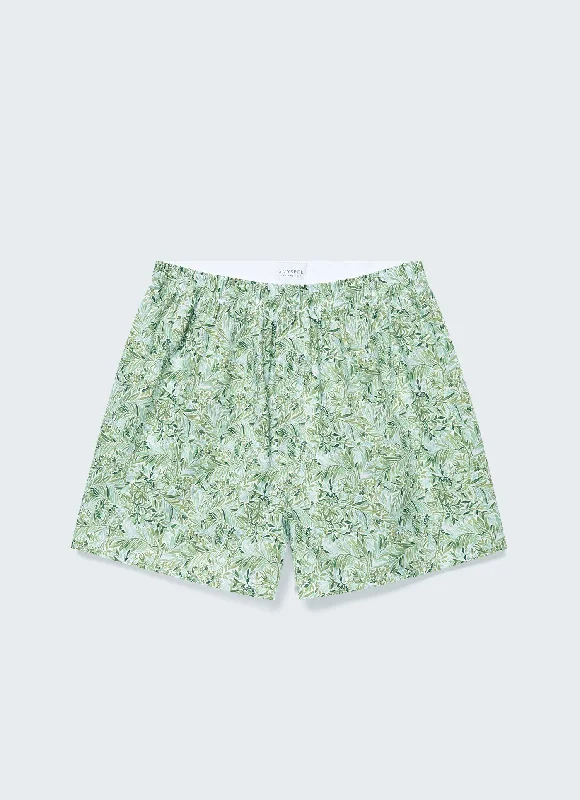 Water Resistant Shorts-Men's Classic Boxer Shorts in Liberty Fabric in Green Garden