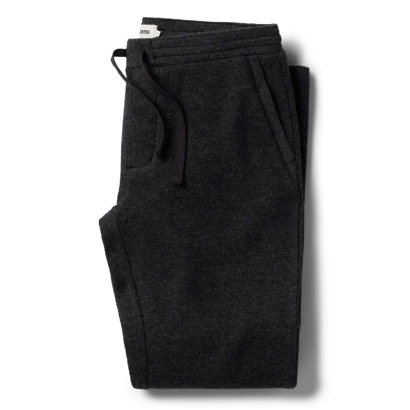 The Weekend Pant in Charcoal Herringbone Wool