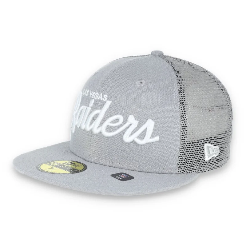 Fedora Hat-LAS VEGAS RAIDERS NEW ERA mesh script 59FIFTY FITTED-GRAY