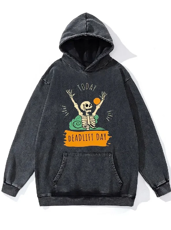 Cycling Hoodie-Today DeadLift Day Washed Gym Hoodie