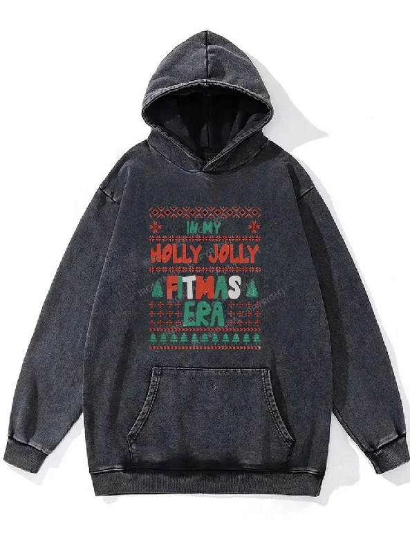 Basketball Hoodie-Holly Jolly Fitmas Era Washed Gym Hoodie