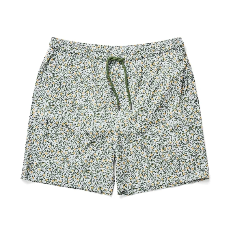 Breathable Shorts-White Grapefruit Trees Swim Shorts