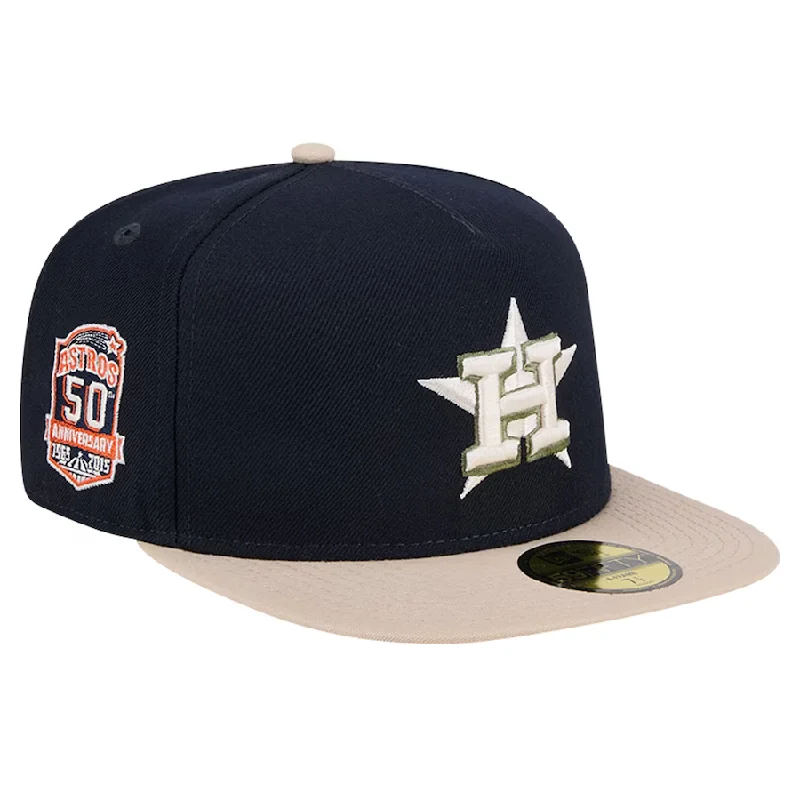 Skull Hat-New Era Houston Astros 50th Anniversary Side Patch Canvas A-Frame 59FIFTY Fitted Hat