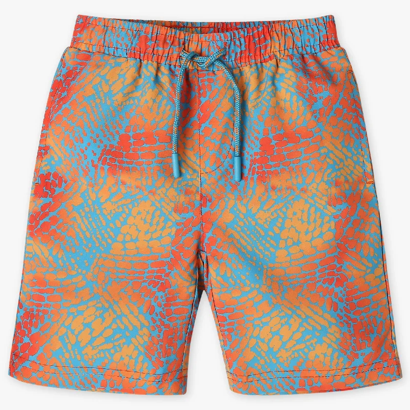 Skateboarding Shorts-Boys Comfort Fit Printed Mid Rise Shorts