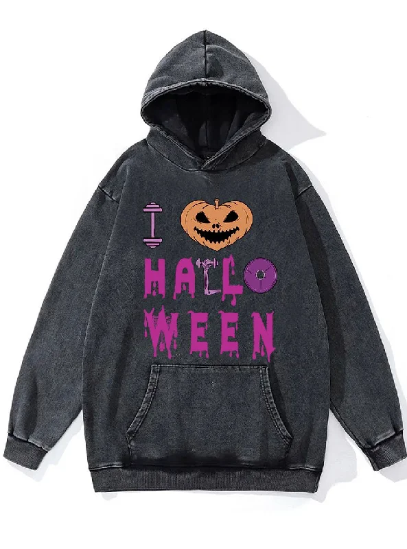 Gothic Hoodie-I Love Halloween Washed Gym Hoodie