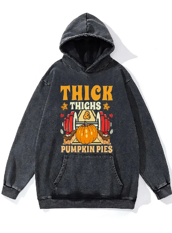 Hiking Hoodie-Thick Thighs Pumpkin Pies Washed Gym Hoodie