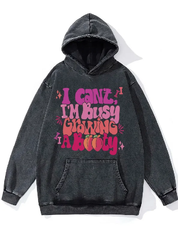 Sports Hoodie-I'm Busying Growing A Booty Washed Gym Hoodie