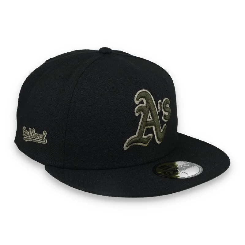 Snapback Hat-New Era Oakland Athletics Side Script 59FIFTY FITTED HAT-BLK WOOD