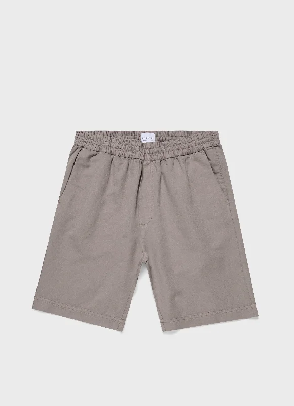 Camping Shorts-Men's Cotton Linen Drawstring Shorts in Pewter