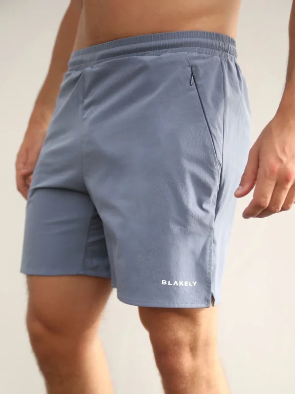 Denim Shorts-Blakely Track Shorts - Light Blue