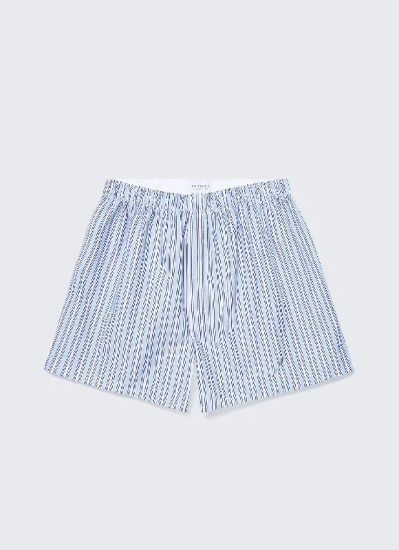 Board Shorts-Men's Classic Boxer Shorts in Blue Stripe