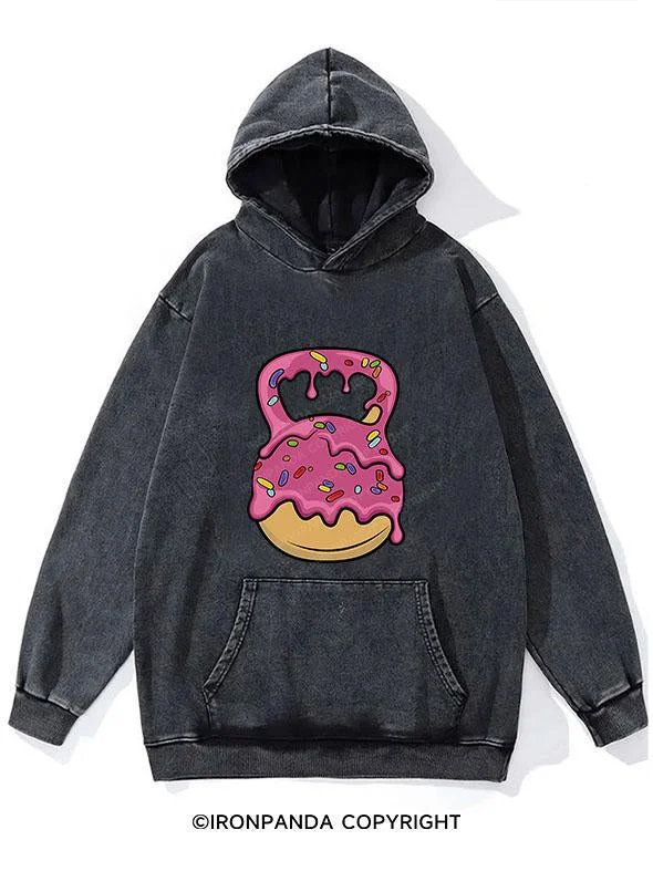 Movie Hoodie-DELICIOUS DONUT KETTLEBELL WASHED GYM HOODIE