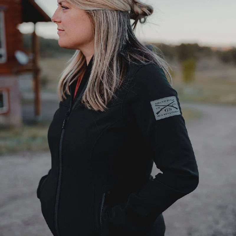 Tactical Jacket-Women's Soft Shell Hoodie - Black