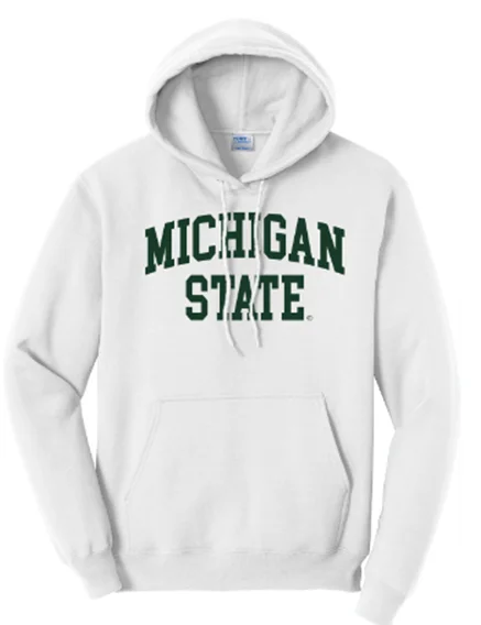 Workout Hoodie-Classic Michigan State White Hoodie