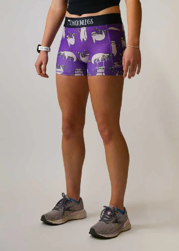 Skateboarding Shorts-Women's Sloths 3" Compression Shorts