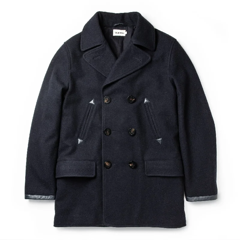 Cycling Jacket-The Mendocino Peacoat in Navy Wool