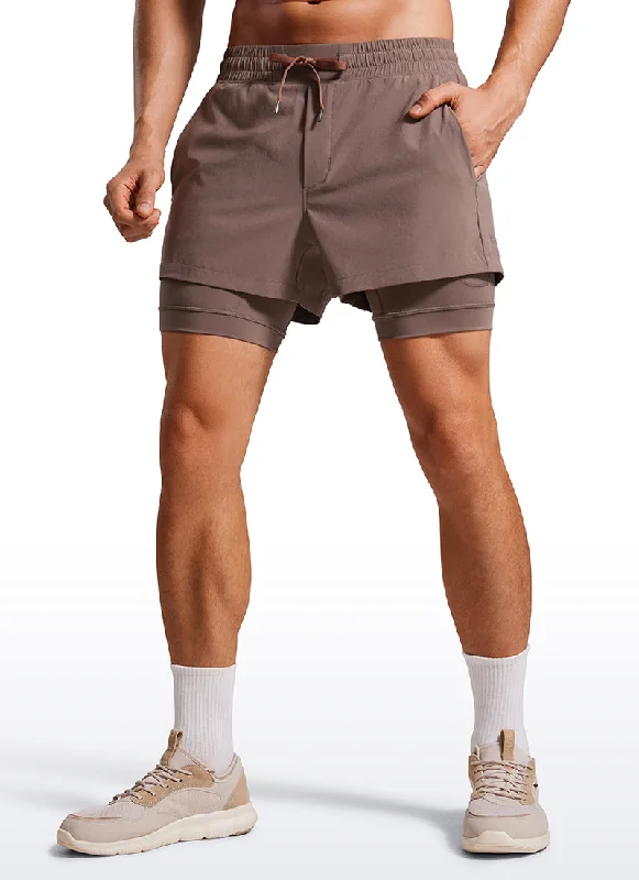 Skateboarding Shorts-Feathery-Fit 2 in 1 Athletic Shorts 3.5''- with Pockets & Long Liner