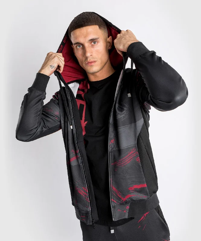 Plaid Hoodie-UFC Venum Authentic Fight Week 2.0 Men’s Zipped Hoodie - Black/Red