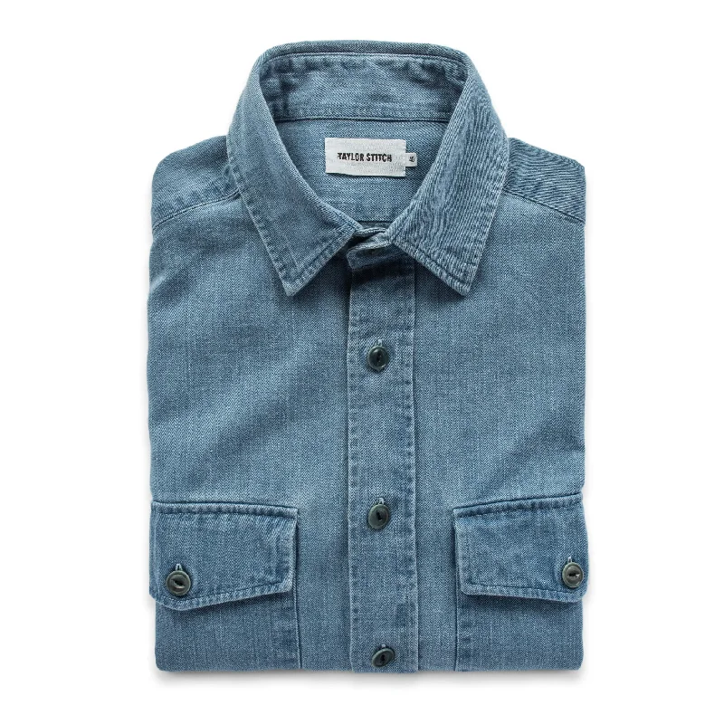 Skateboarding Jacket-The Maritime Shirt Jacket in Sun Bleached Indigo