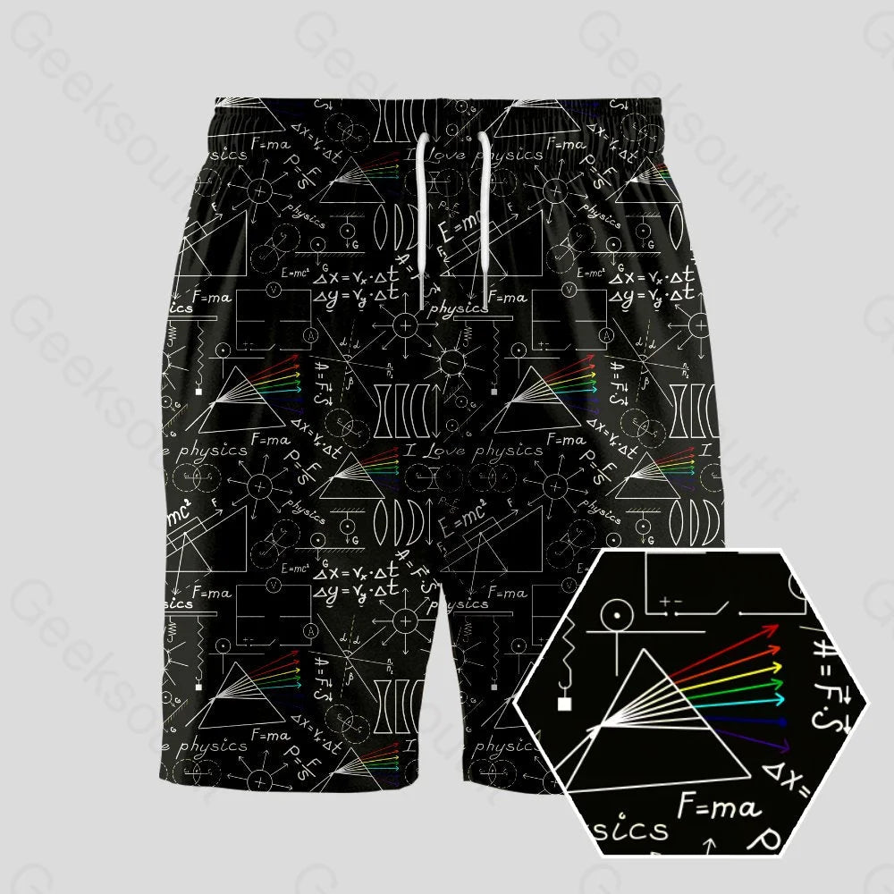 Lounge Shorts-Physics Notes Geeky Drawstring Shorts