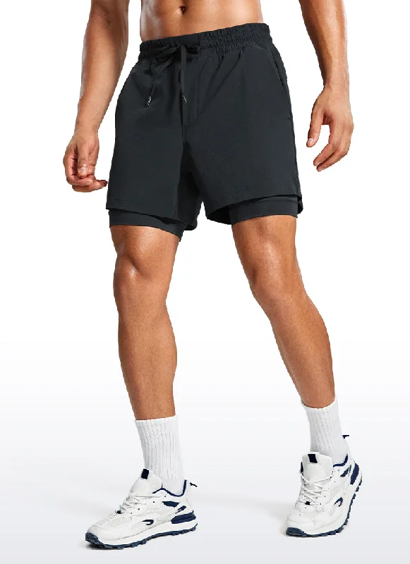 Gym Shorts-Feathery-Fit 2 in 1 Athletic Shorts 5''- with Pockets & Long Liner