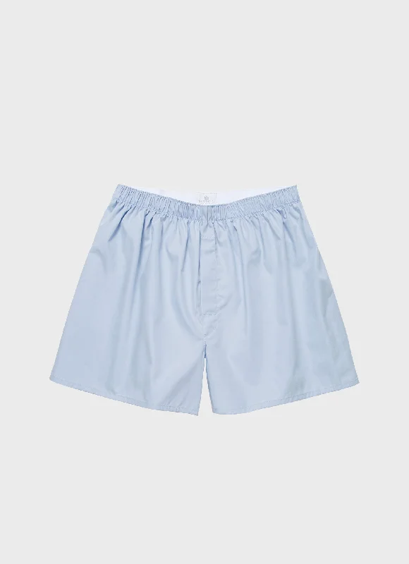 High Waist Shorts-Men's Classic Boxer Shorts in Plain Blue