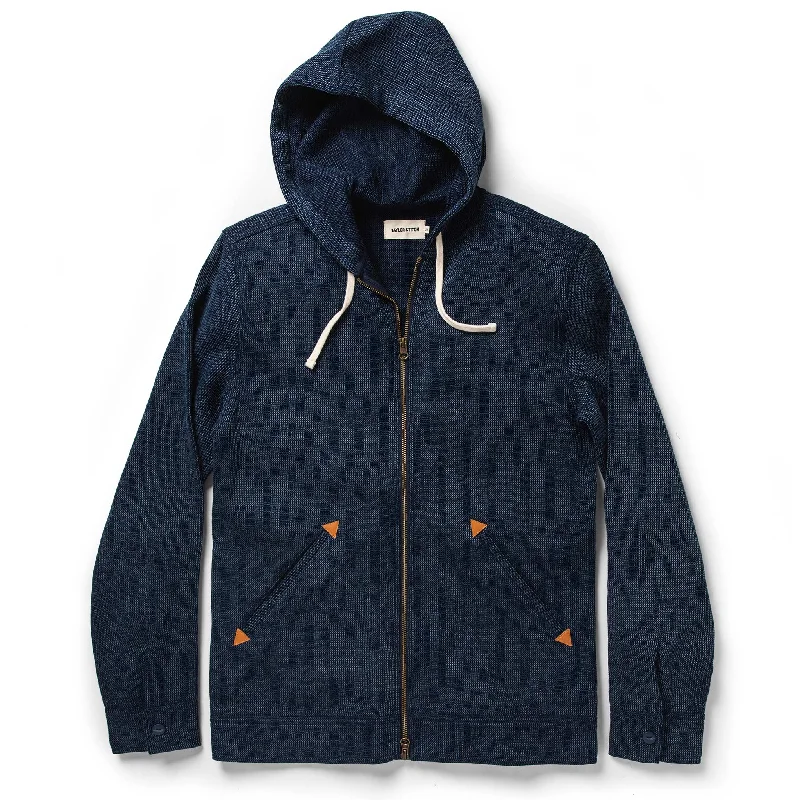 Floral Hoodie-The Après Hoodie in Indigo Waffle