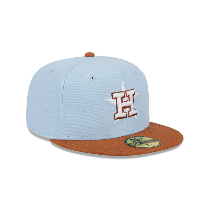 Hip Hop Hat-New Era Houston Astros Color Pack 59FIFTY Fitted Hat-Light Blue/Rust Orange