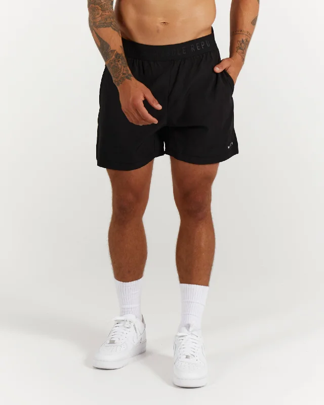 Elastic Waist Shorts-MAX VO2 SHORTS 5" - BLACK