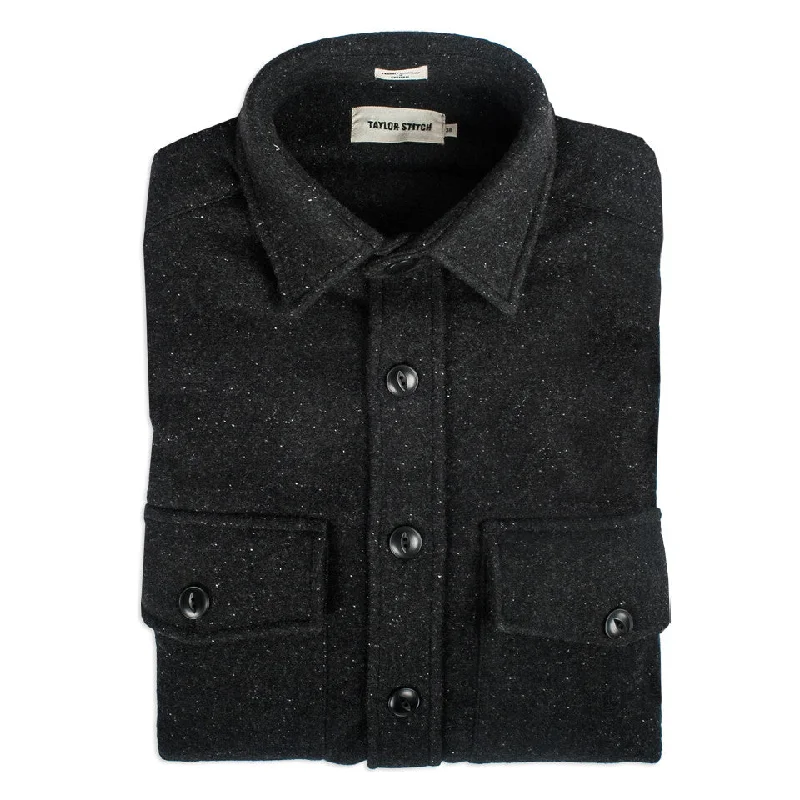 Hunting Jacket-The Maritime Shirt Jacket in Charcoal Donegal Wool