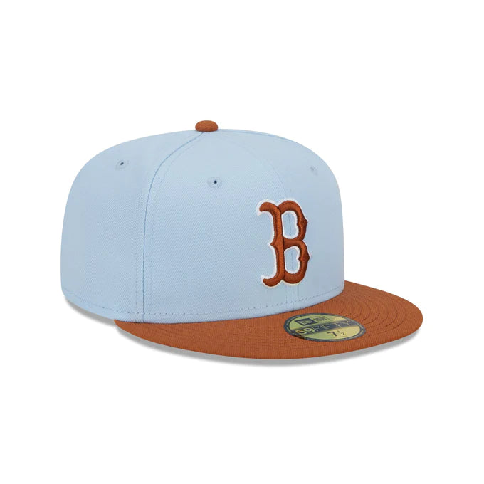 Skateboarding Hat-New Era Boston Red Sox Color Pack 59FIFTY Fitted Hat-Light Blue/Rust Orange