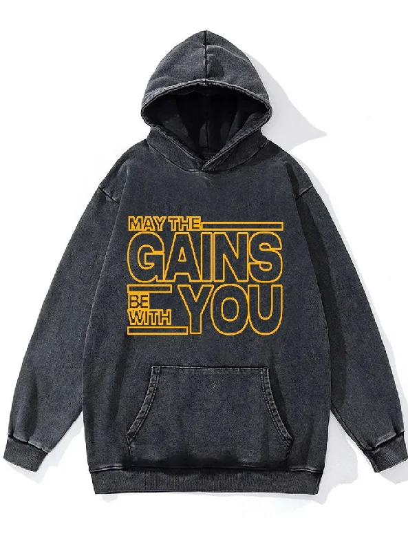 Soccer Hoodie-May the Gains Be With You Washed Gym Hoodie