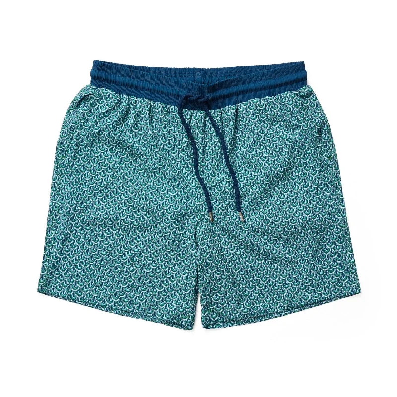 Cycling Shorts-Bright Green Retro  Swim Shorts