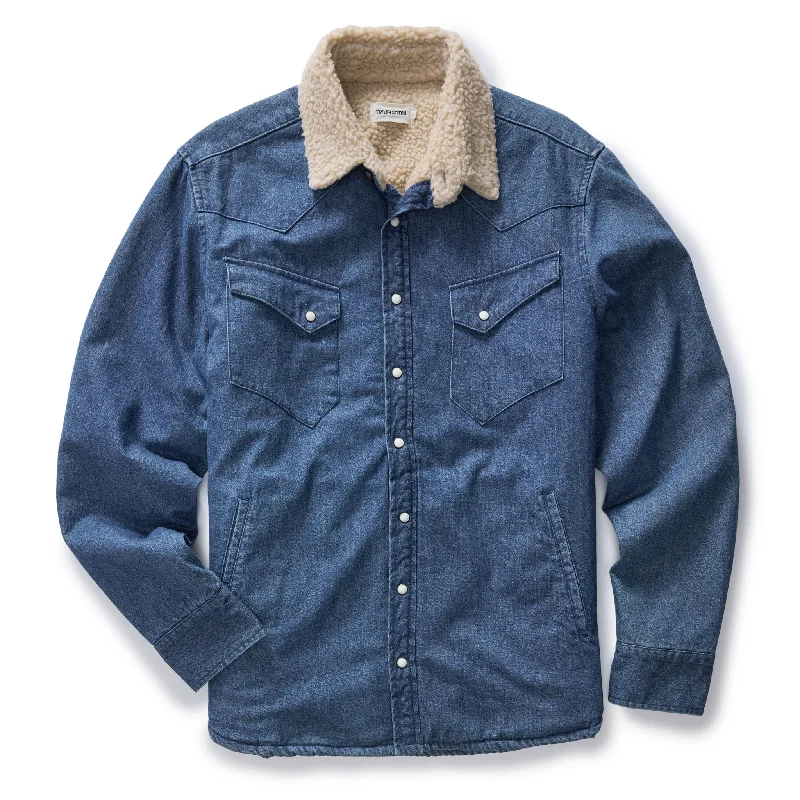 Casual Jacket-The Western Shirt Jacket in Washed Indigo