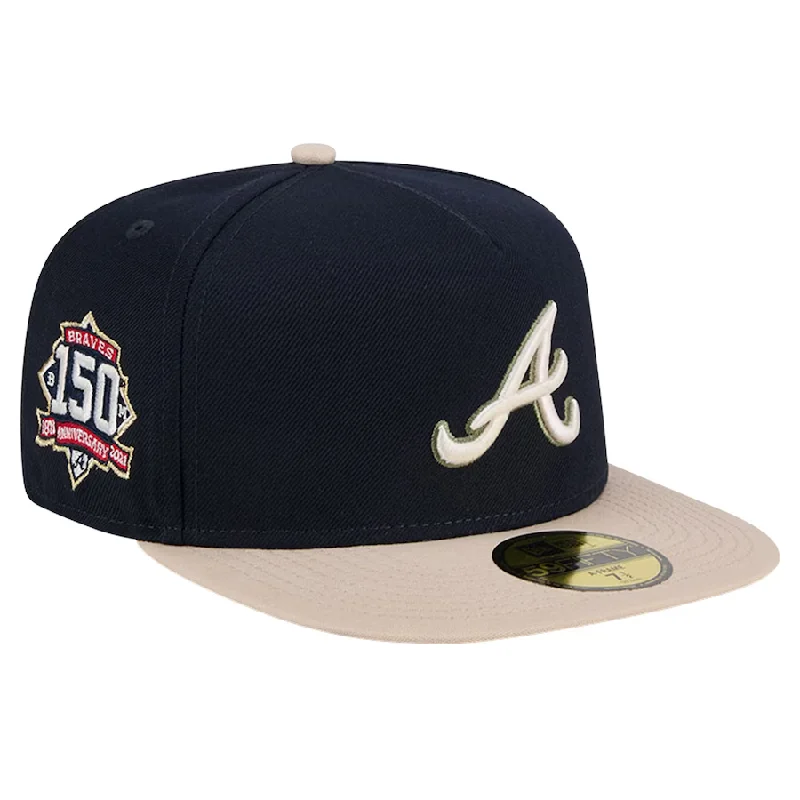 Workwear Hat-New Era Atlanta Braves 150th Anniversary Side Patch Canvas A-Frame 59FIFTY Fitted Hat