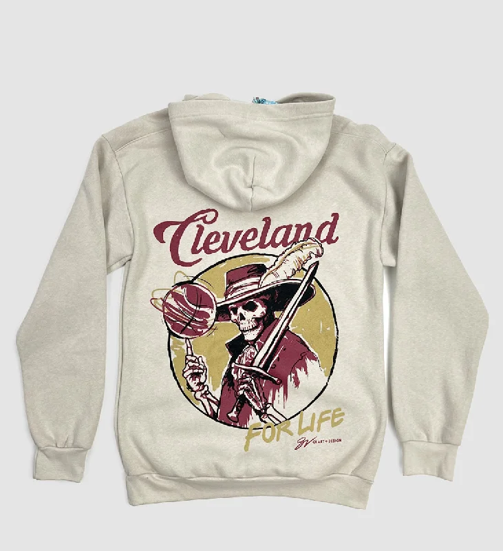 Neon Hoodie-Cleveland Basketball For Life Cream Hoodie